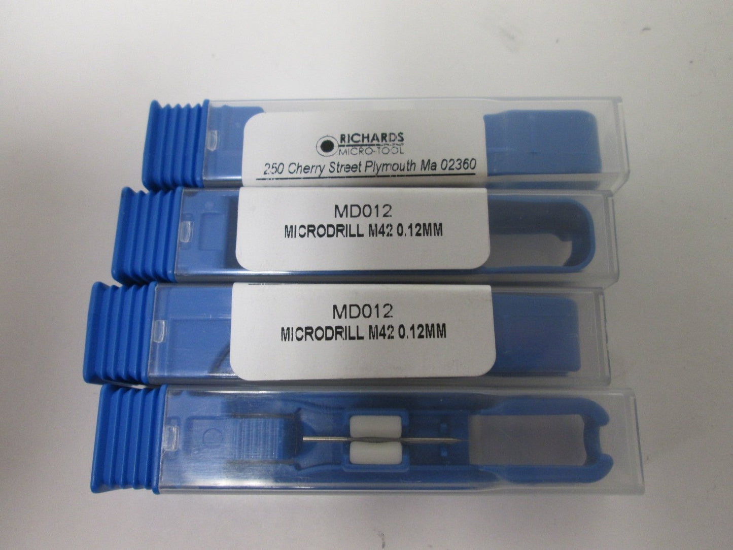 New – Open box Lot of 6 Richards Micro-Tool Microdrills, 2x MD011 and 4x MD012, Flute: 0.7mm