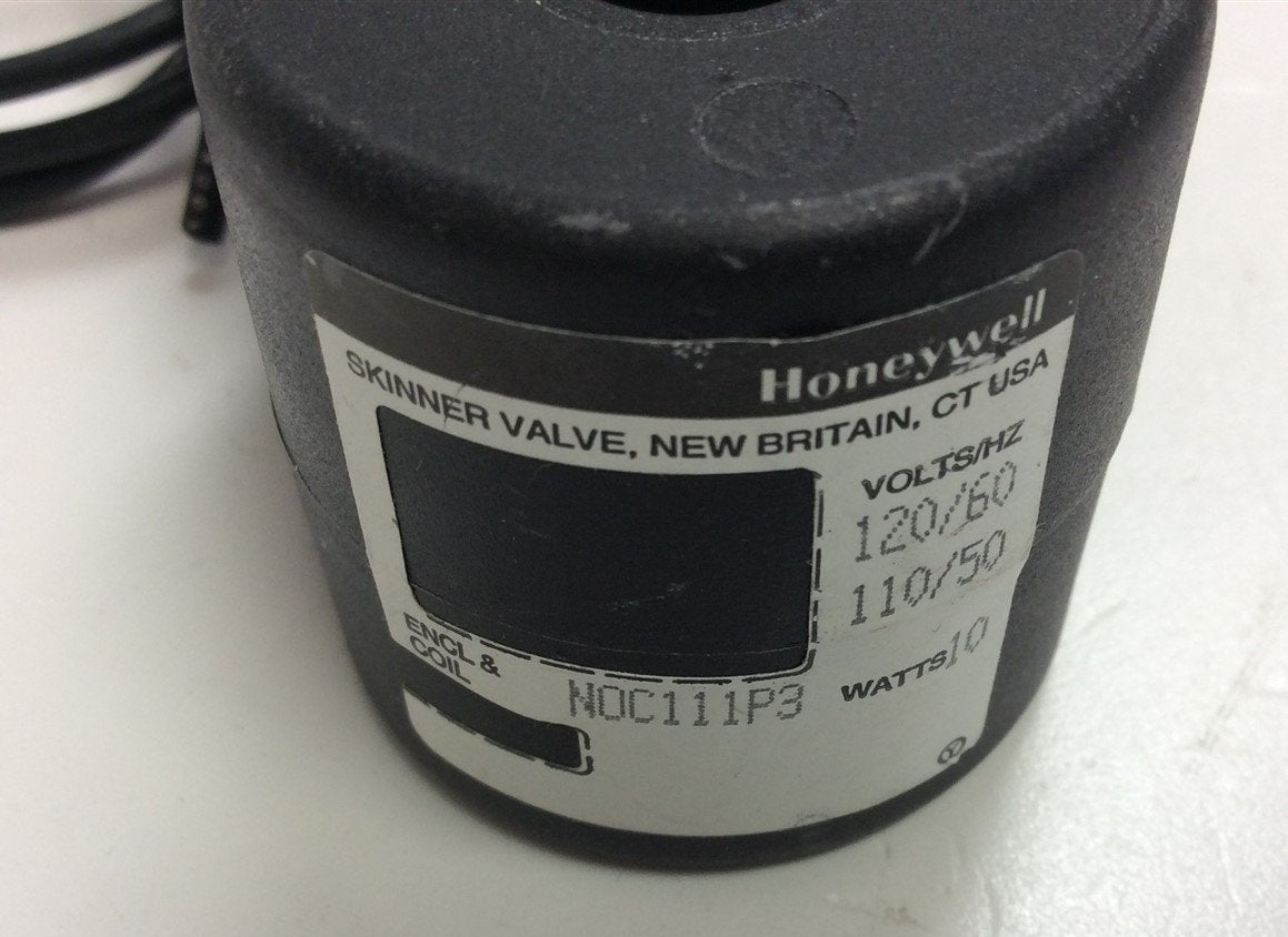 New – Open box Honeywell NOC111P3 Skinner Valve 110/120VAC AC, 30-150PSI, 10 Watts, 7C111P3 24