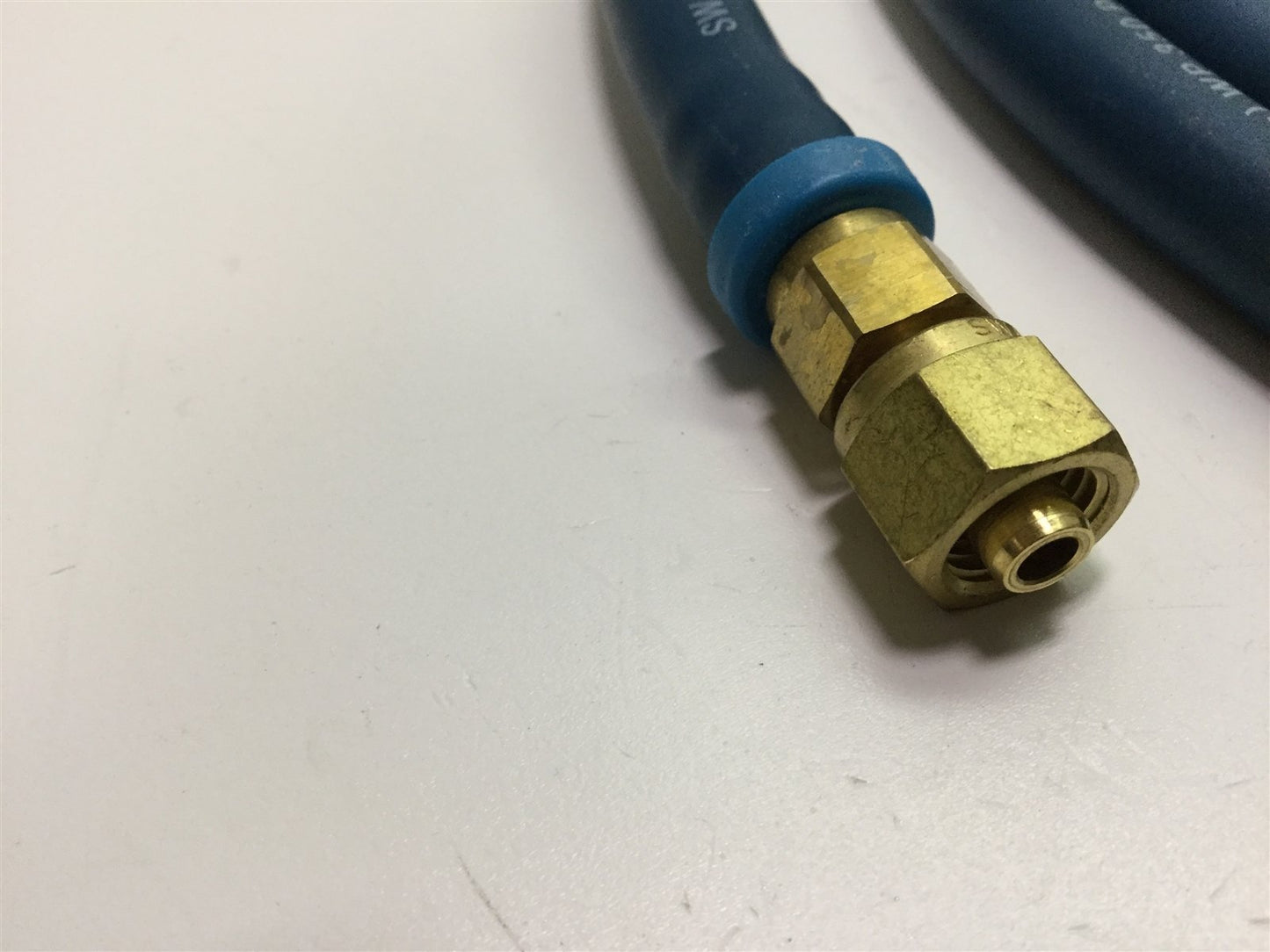 Used Swagelok PB4 1/4" Flame Resistant Hose w/1/4" Brass Compression Fittings, 8 feet