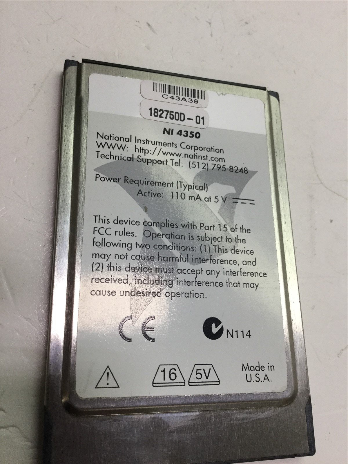 Used National Instruments NI 4350 High-Precision Temperature and Voltage Meter Card