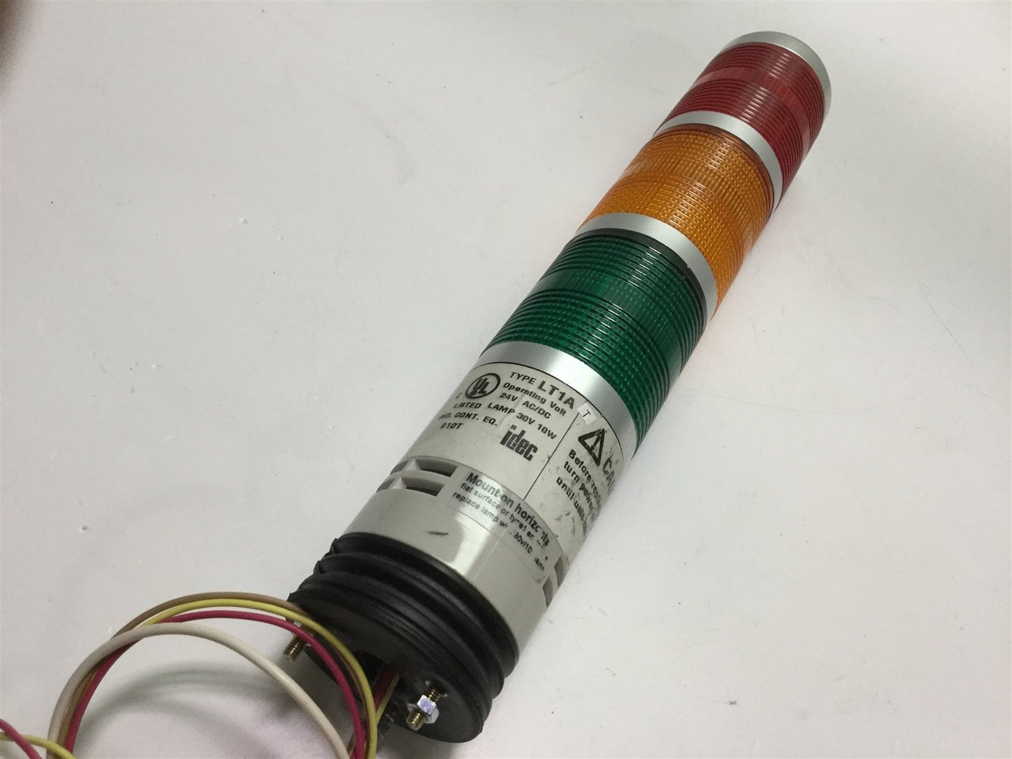 Used Idec LT1A 3-Tier Light Tower, Voltage: 24VAC/DC, Color: Red Amber Green