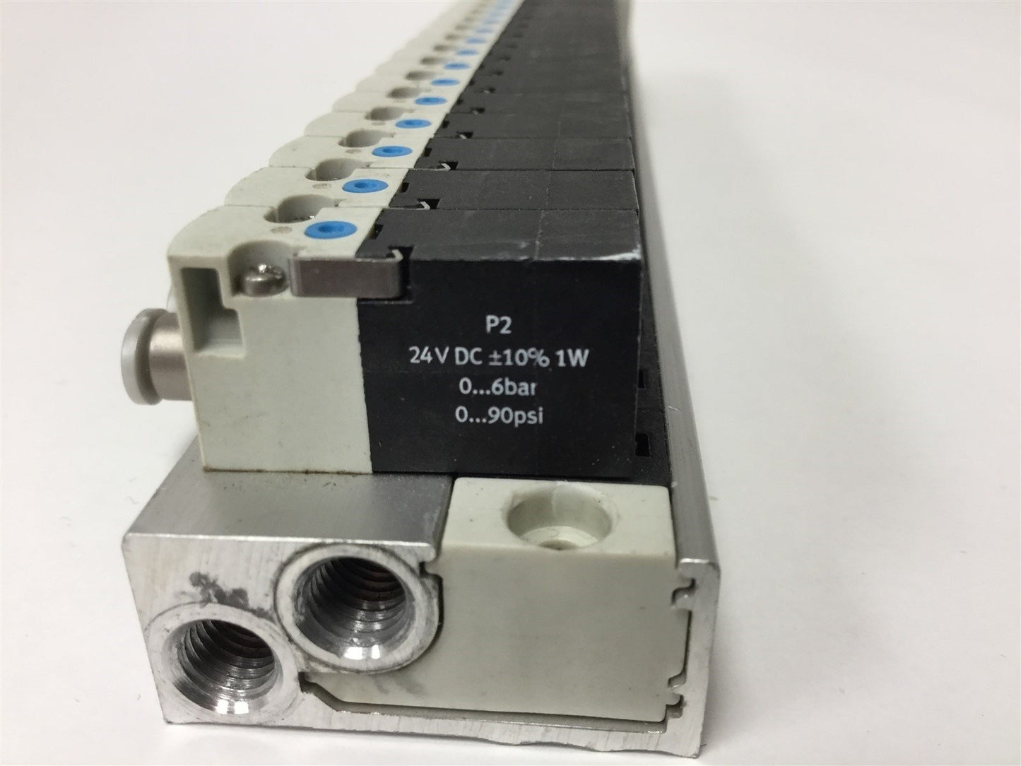Used Bank of Festo 197026 MH1 Series Mini 3/2-Way Valve NO 24VDC DB-25 Manifold Assy.