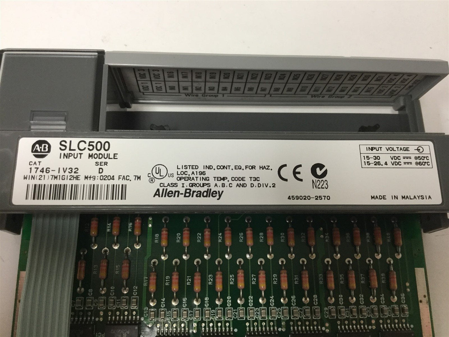 Used Allen Bradley 1746-IV32 SLC 500 Input Module, Series D, 15-30VDC, 32-Point