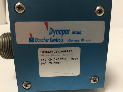 Used Dynapar 2112003000 Encoder, Shaft Diameter: 0.25", 6-Pin Connection, 5-26VDC