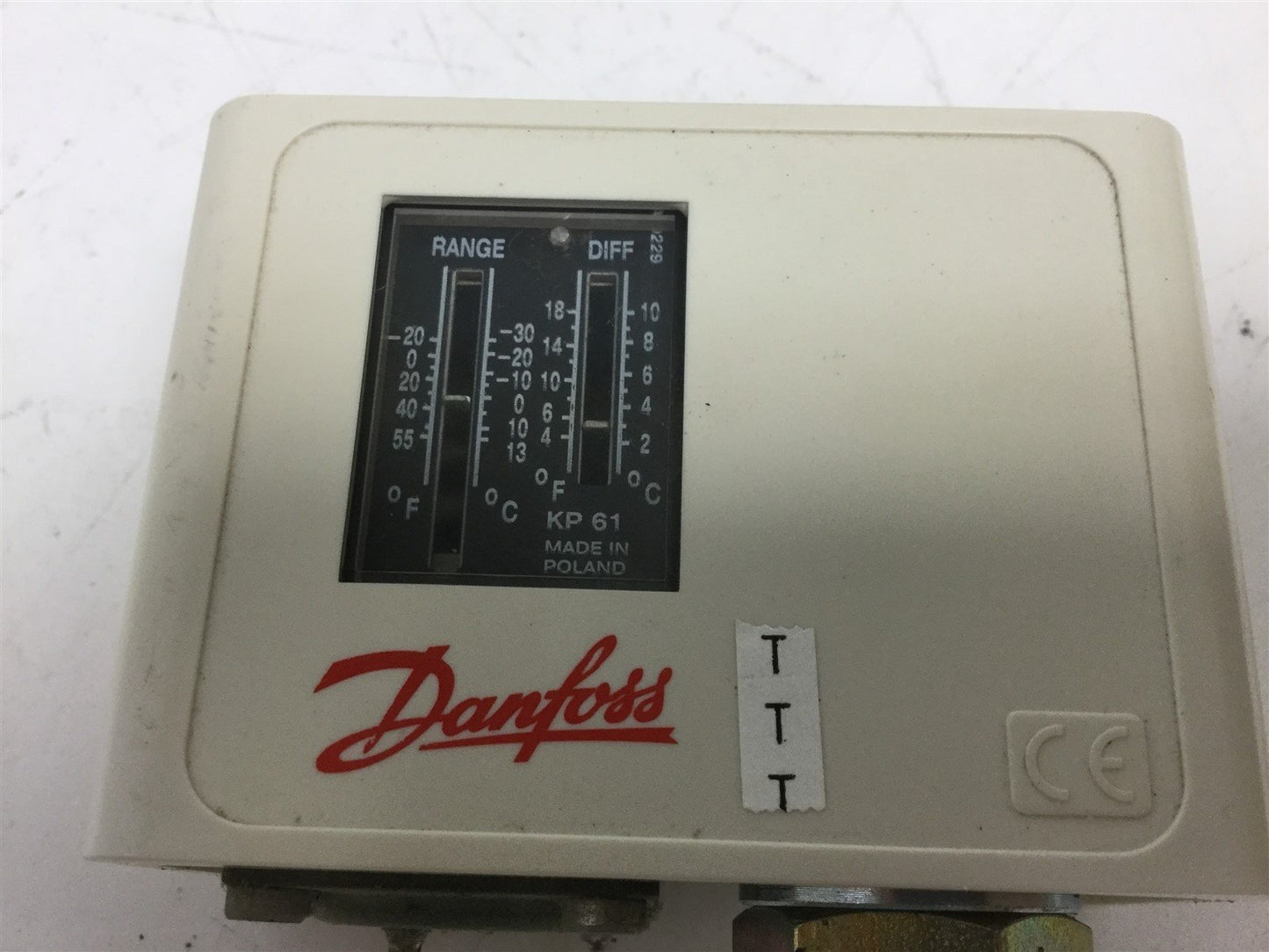 Used Danfoss 060L2002 KP61 Thermostat Switch -30 to 15 Deg C, Contact 16A, 400VAC