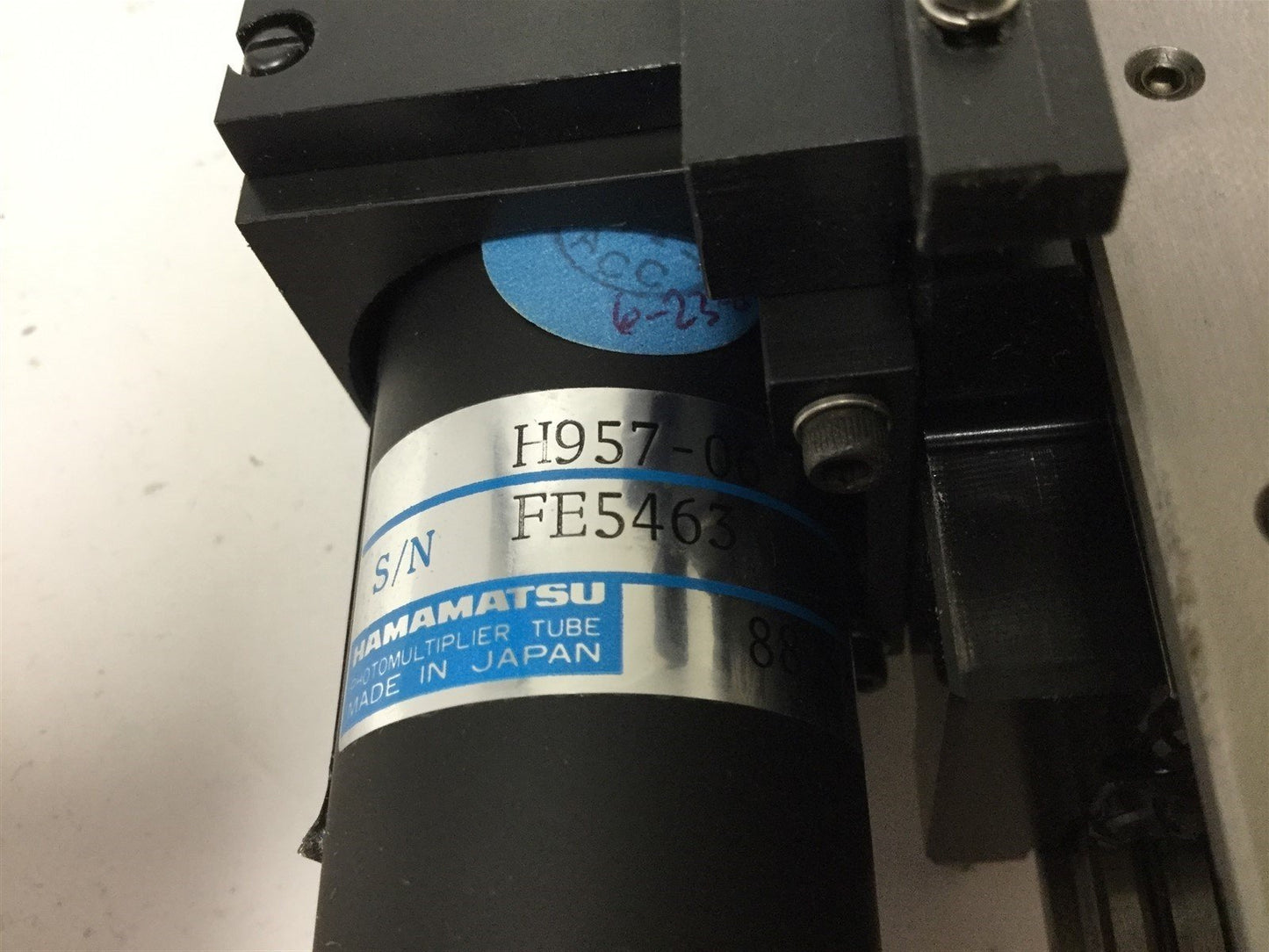 Used Hamamatsu H957-06 Photomultiplier Module on Cleveland Precision Slide