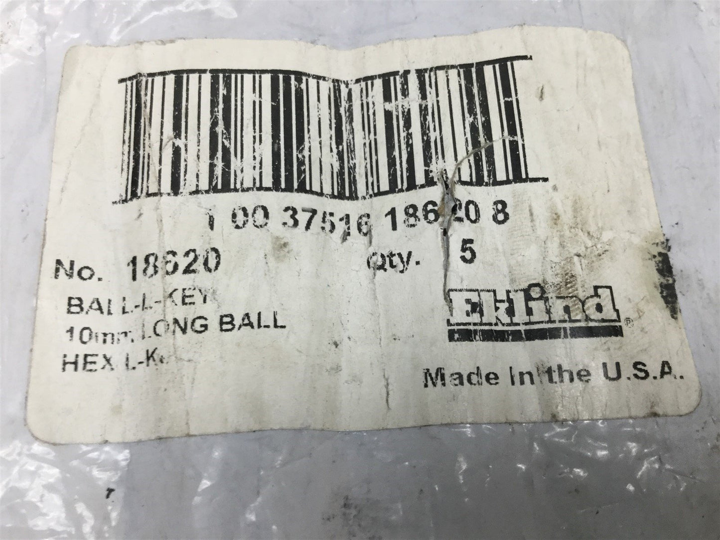 New Lot of 5 New Eklind 18620 Hex Key Wrench 10mm Metric Ball End, 6.6"L Black Oxide