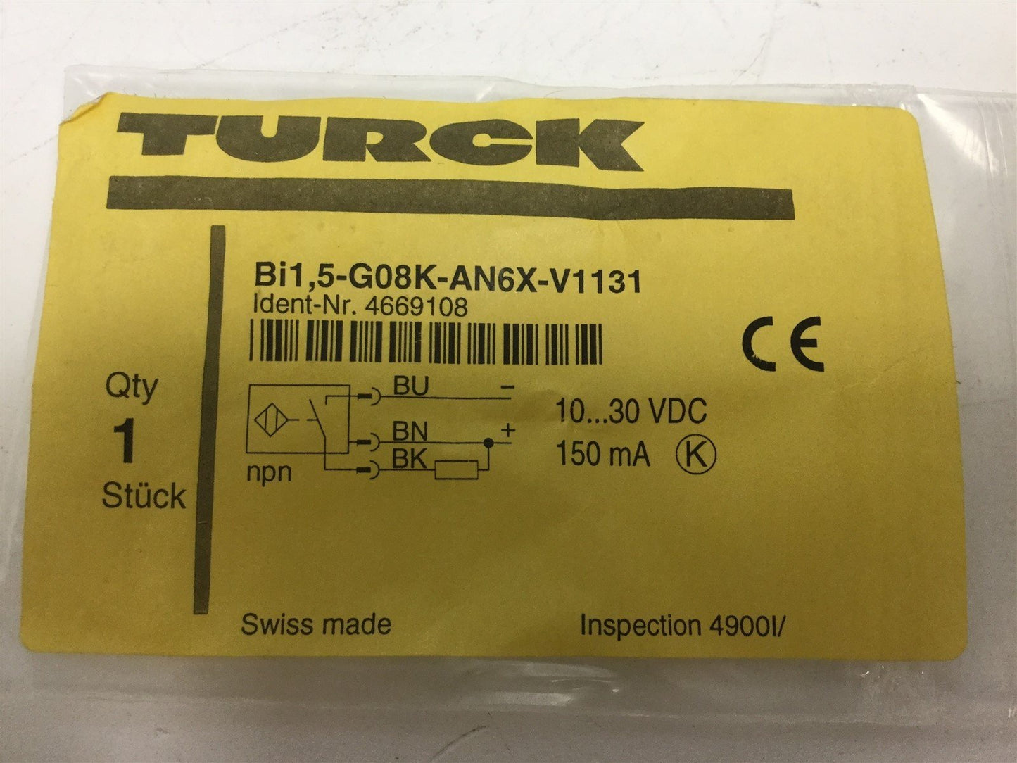 New TURCK Bi1.5-G08K-AN6X-V1331 Proximity Sensor Voltage 10-30VDC Current 150mA NPN