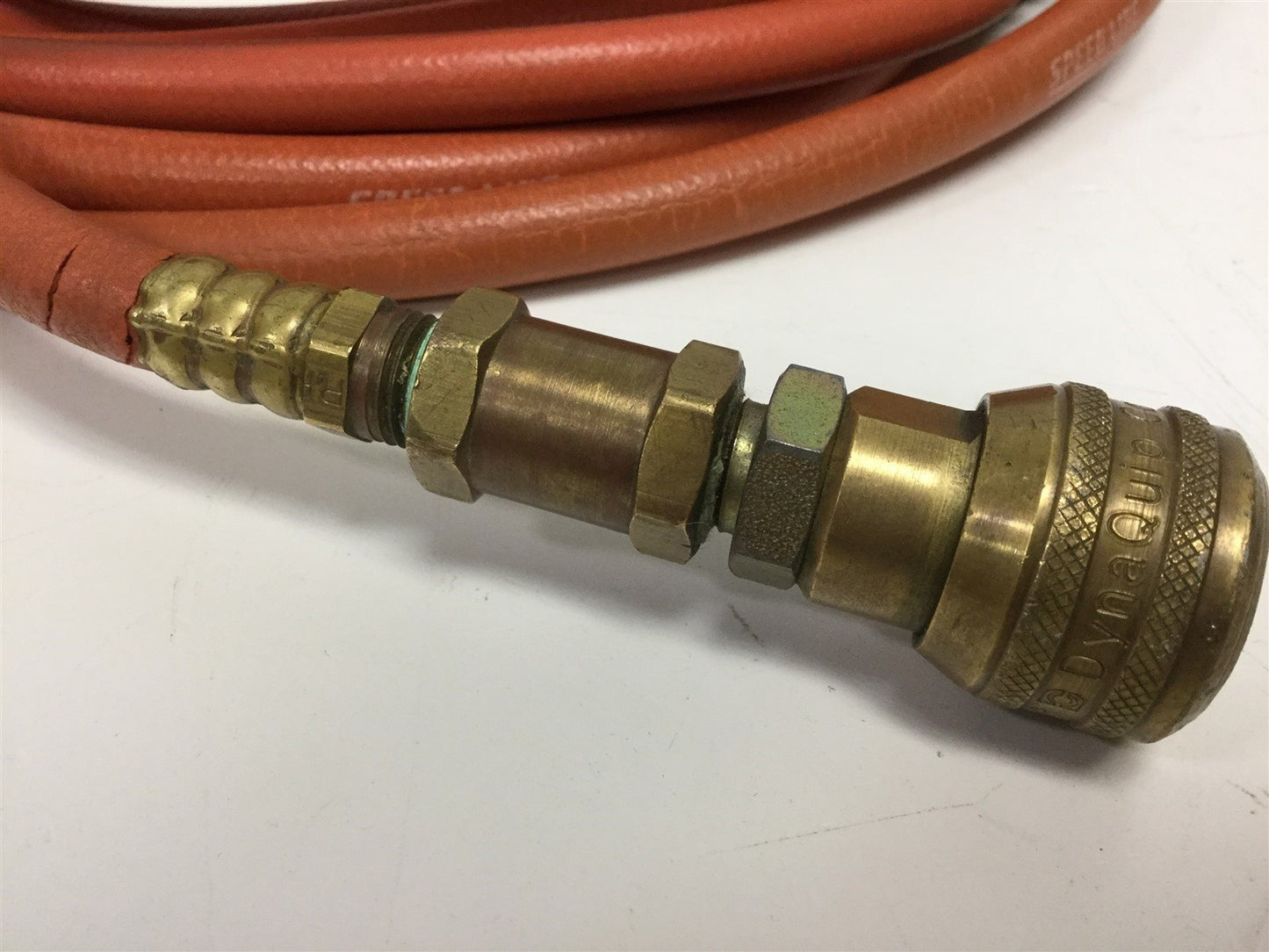 Used SpeedAir 2649C Pneumatic Hose 1/4" (6.4mm) 250 PSI W.P. 25' W/ Quick Disconnect