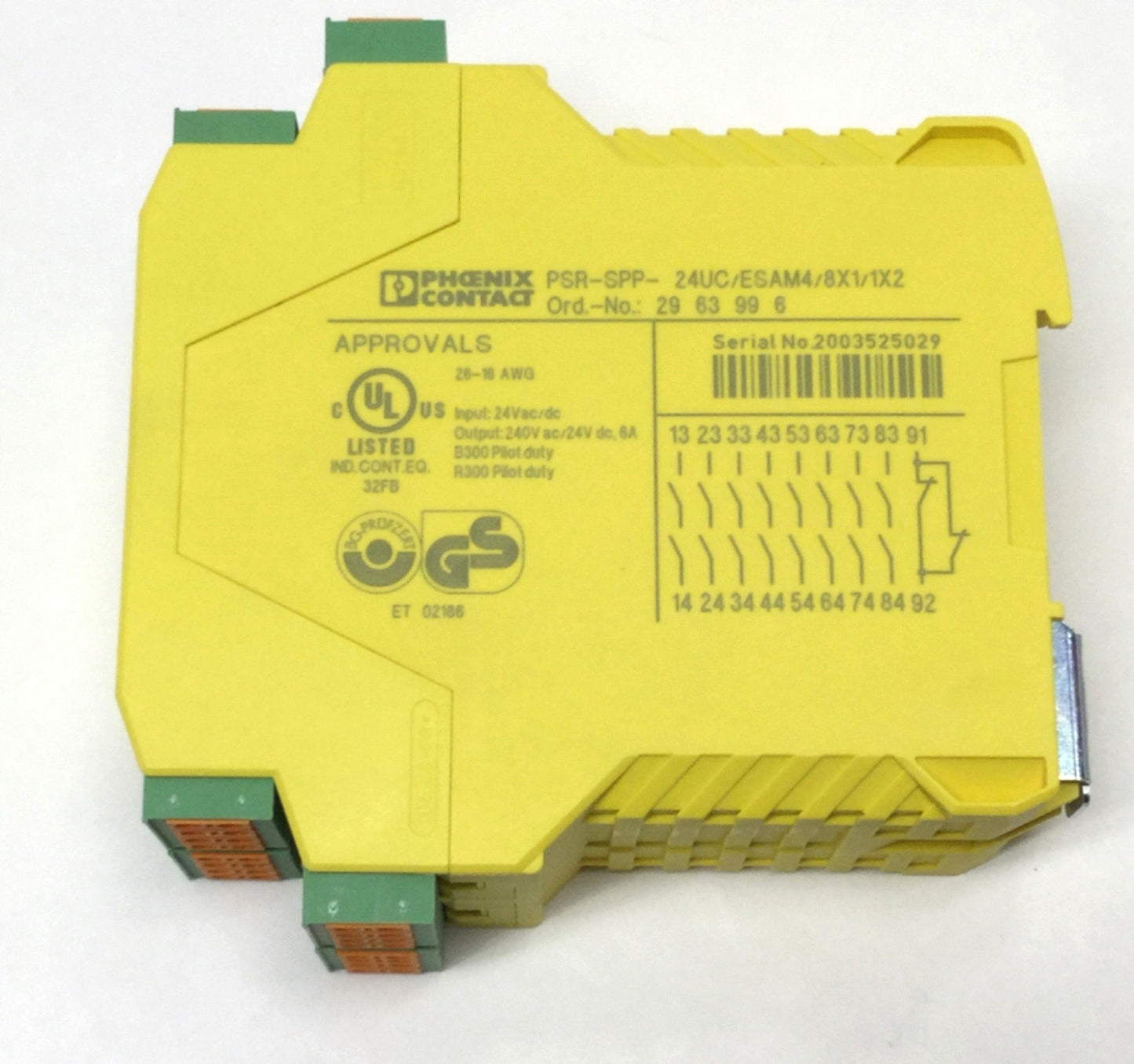 Used Phoenix PSR-ESAM4 Safety Relay 8NO-1NC, 24V AC/DC In, 240VAC/24VDC Out, 6A