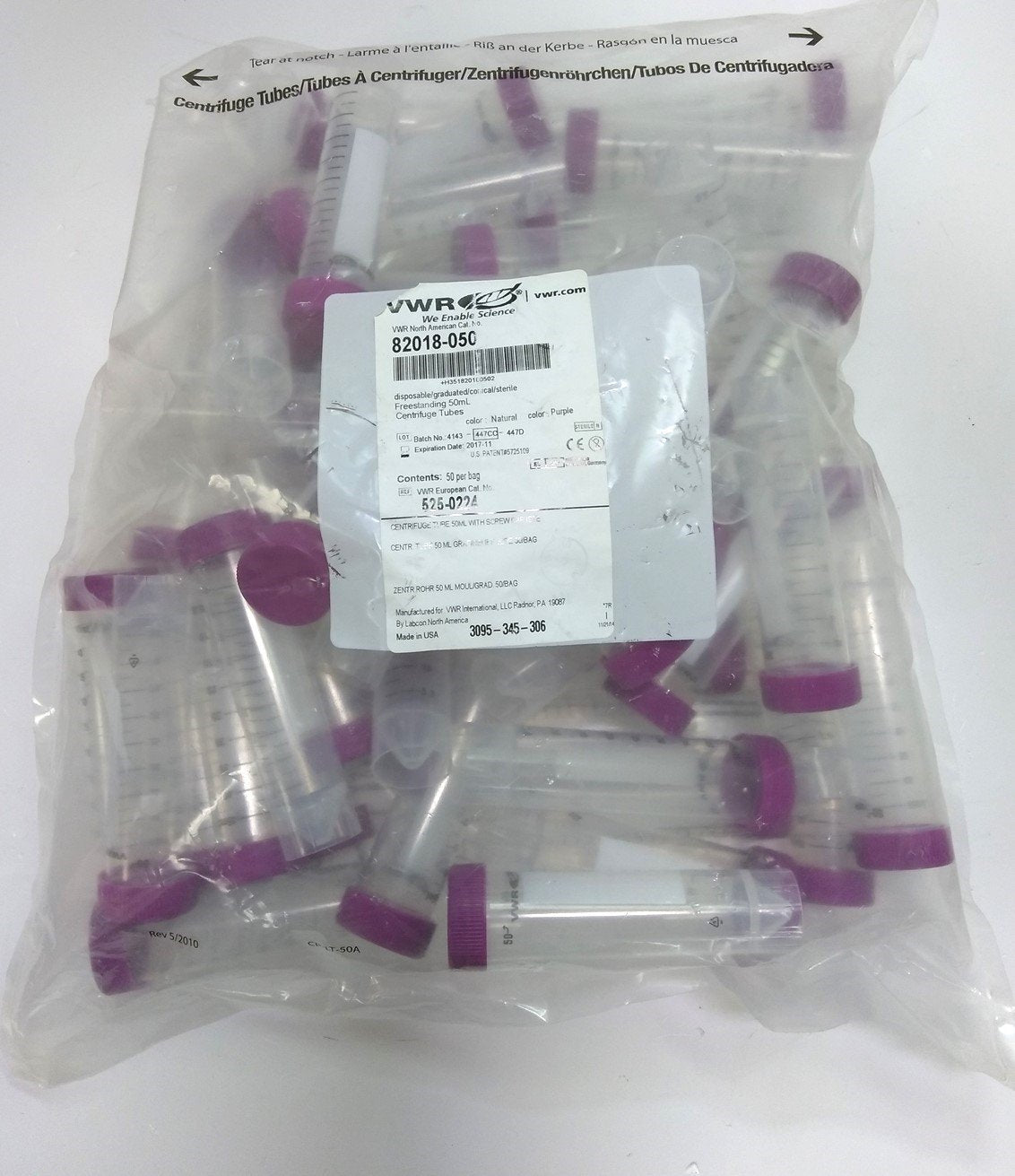New Lot of 50 New Labcon 3095-345-306 Centrifuge Tubes 50ml With Screw Cap Graduated