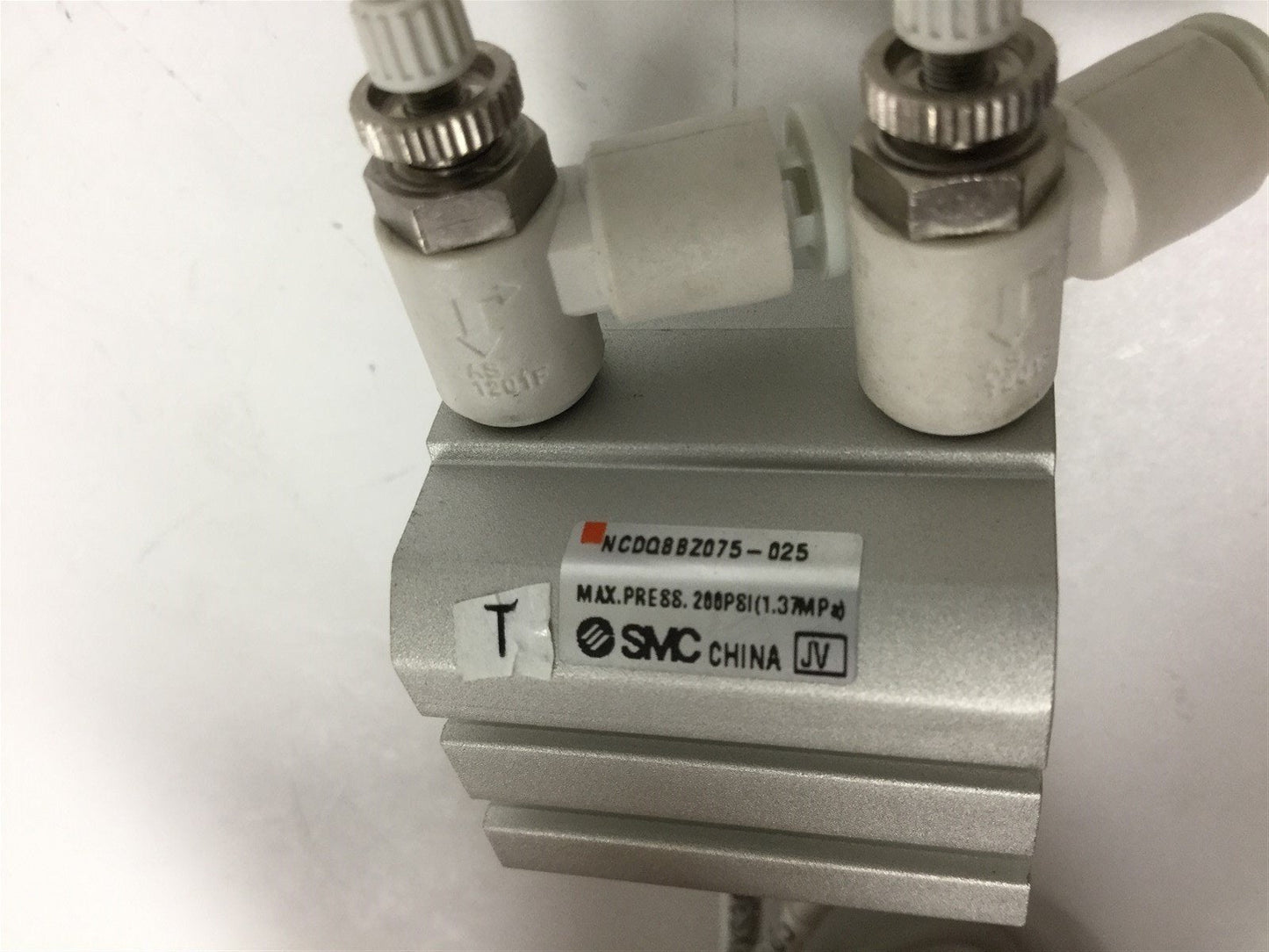 Used SMC NCDQ8B075-025 Pneumatic Cylinder, Bore: 0.75", Stroke: 0.25", 200psi Max