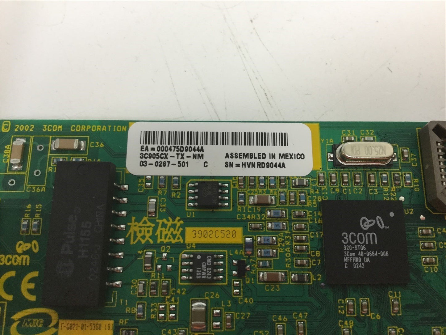 Used 3Com 3C905CX-TX-NM PCI Network Interface Card 10/100Mbps Rev-01 FAB 02-0287-002