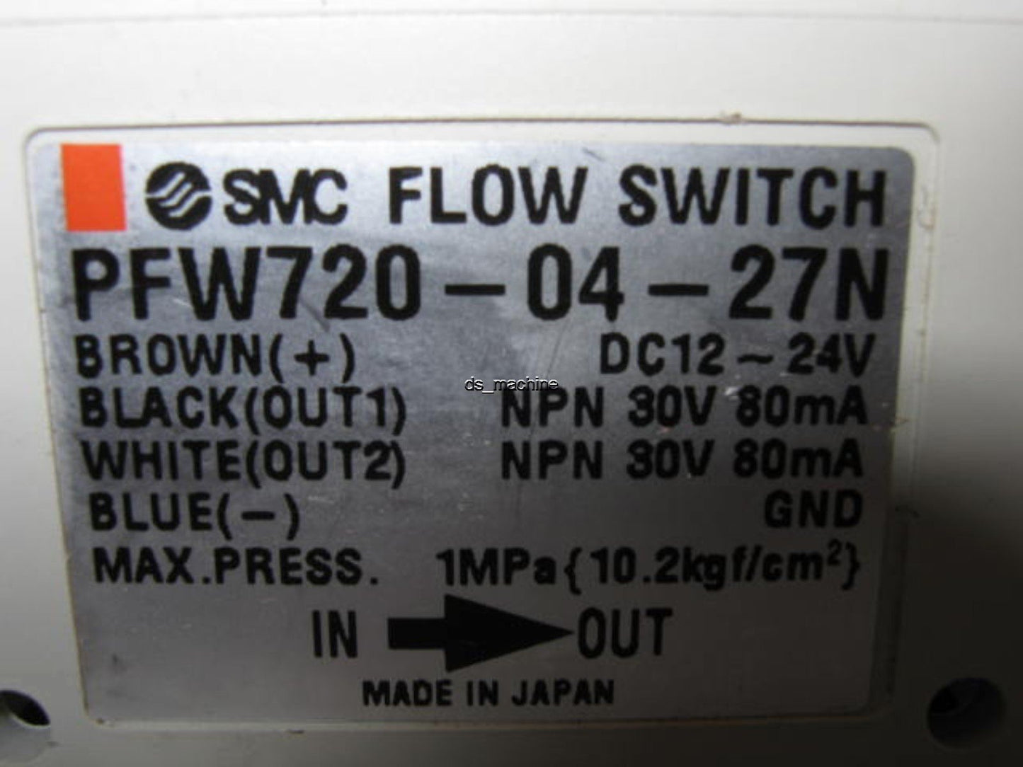 Used SMC 1/2" 2-16L/M Flow Switch For Water PFW720-04-27N