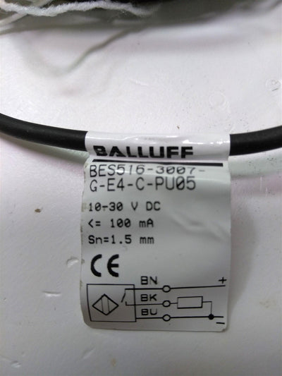 New BALLUFF BES 516-3007-G-E4-C-PU-05 Inductive Sensor, PNP, Shielded, 24VDC