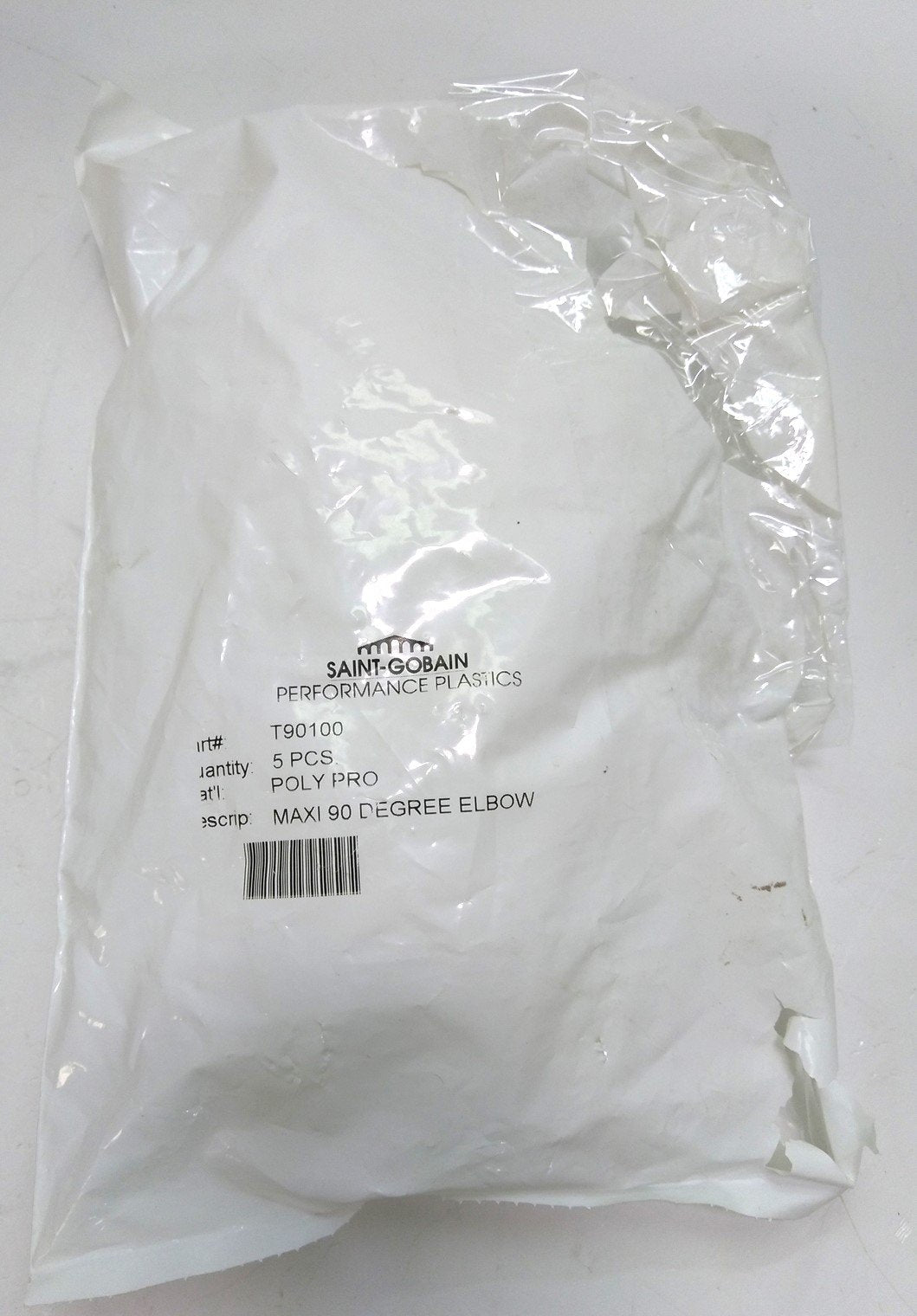 New Lot of 5 New SAINT-GOBAIN T90100 Tri-Clamp 90 Deg. Sanitary Elbow, MAXI, PolyPro