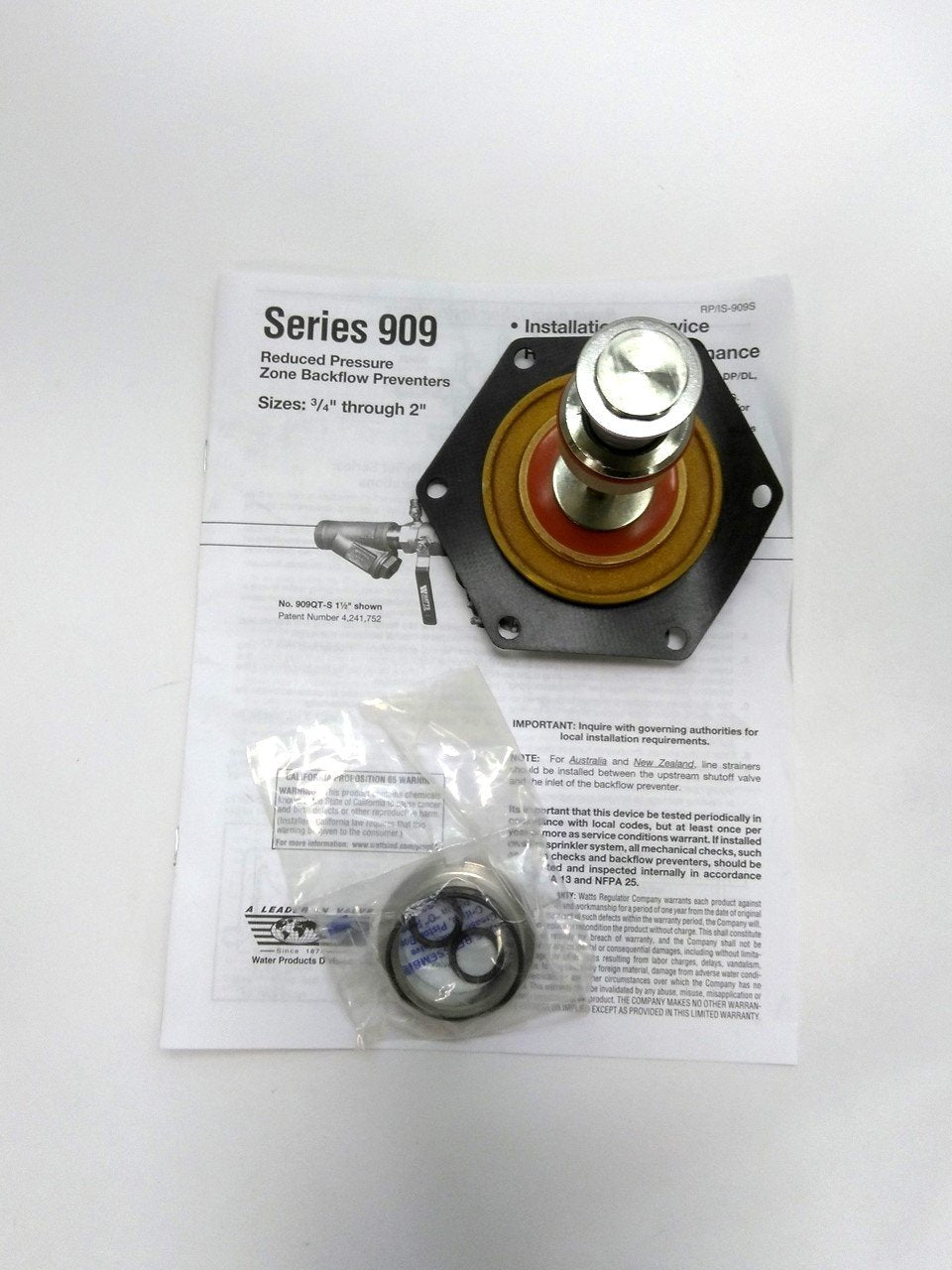 New Watts LFRK 909M1 VT Series 909 Complete Relief Valve Repair Kit, 1 1/4" - 2"
