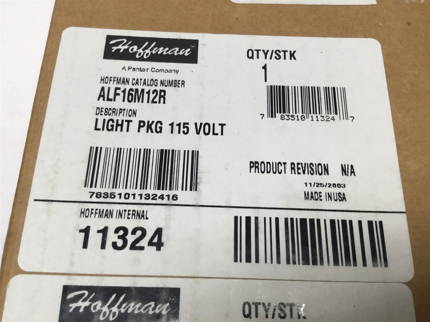 Used Hoffman ALF16M12R Fluorescent Undercabinet Enclosure Light Fixture 12" 115VAC