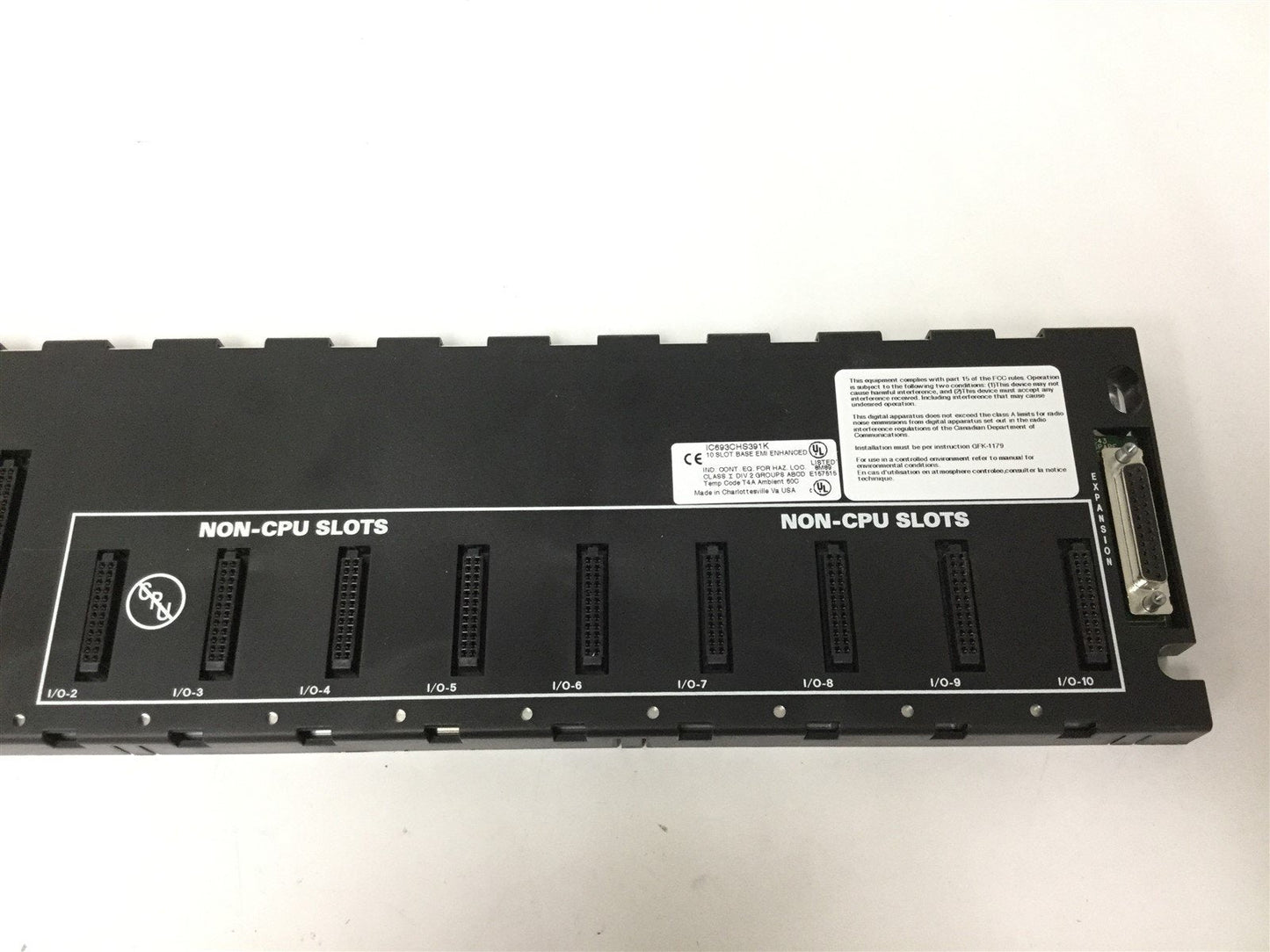 Used GE Fanuc IC693CHS391K 10-Slot Expansion Base, EMI Enhanced, 9-Slots for Non-CPU
