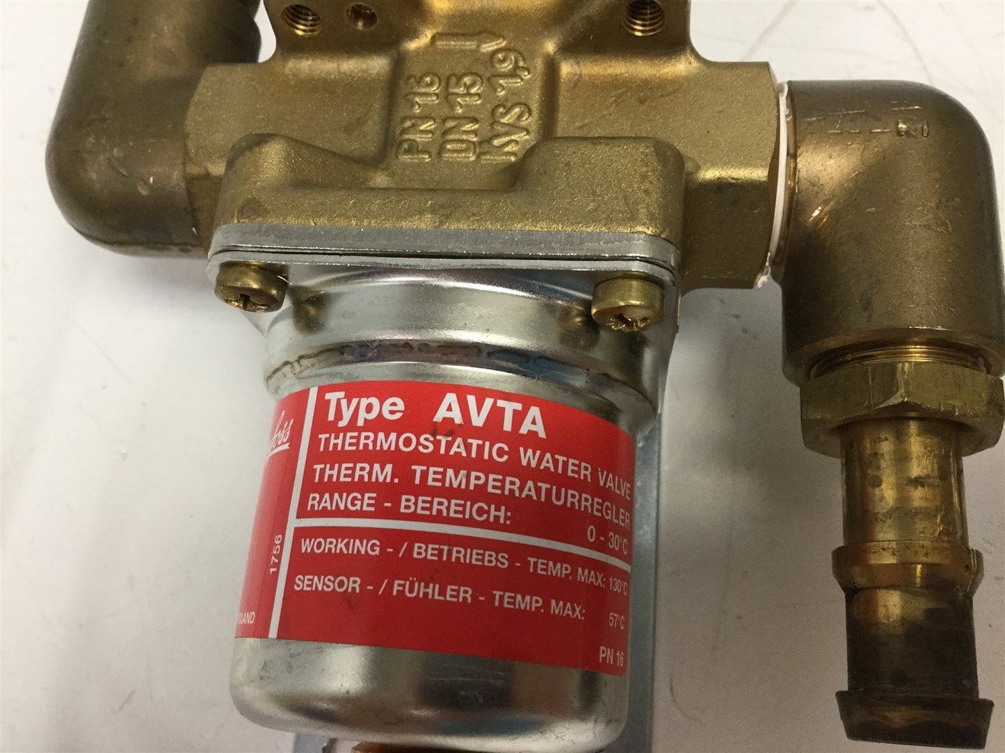 Used DanFoss AVTA Thermostatic Water Valve, Temp Range 0-30 C, Max Temp: 130 C