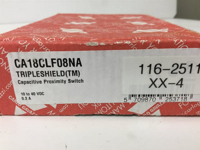 New Carlo Gavazzi CA18CLF08NA Capacitive Proximity Sensor, 10-40VDC, Range: 8mm