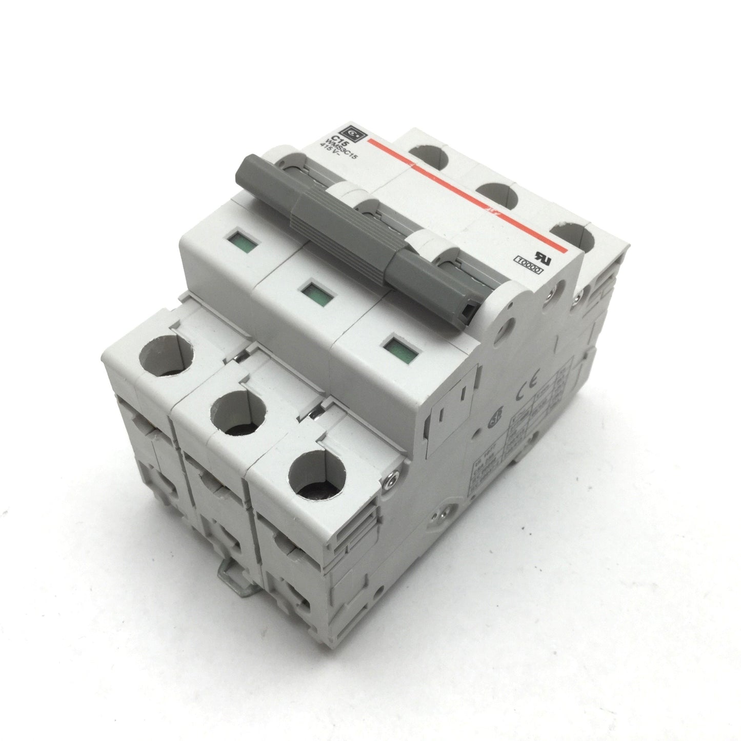 Used Cutler Hammer WMS3C15 Circuit Breaker, 3-Pole, Rating: 415VAC 15A, C-Curve, DIN