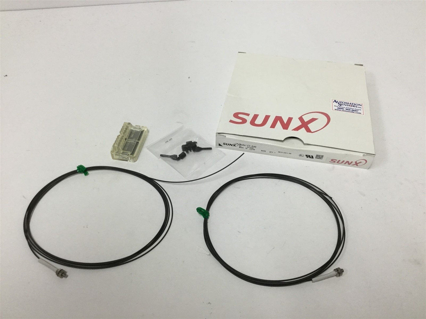 New Sunx FT-P40 Thru-Beam Type Fiber Cables, 2x 2m Lengths, Fiber Core: 0.5mm