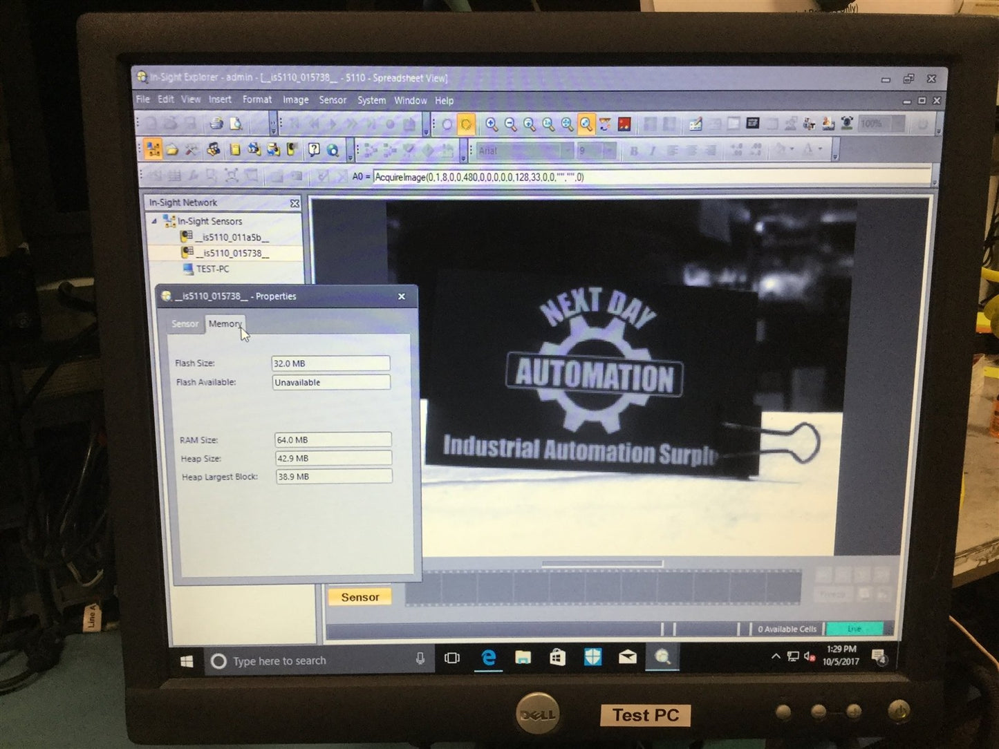 Used Cognex 800-5870-1R A Rev A In-Sight 5110 ID Reader, 640x480 Res, 60FPS, 4x Speed