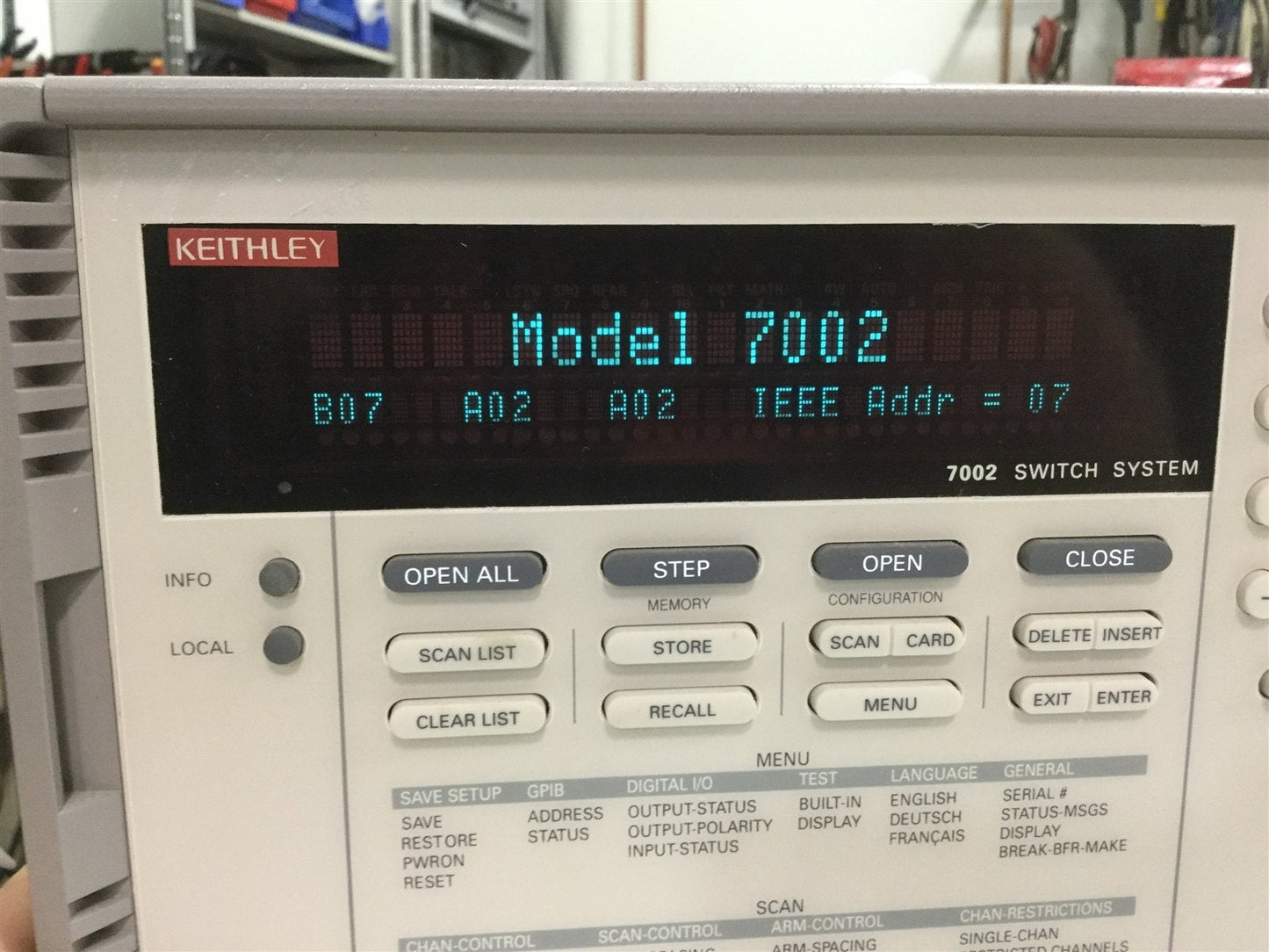 Used Keithley 7002 Switch Control Mainframe 10-Slot 400-Channels IEEE-488 *No Cards