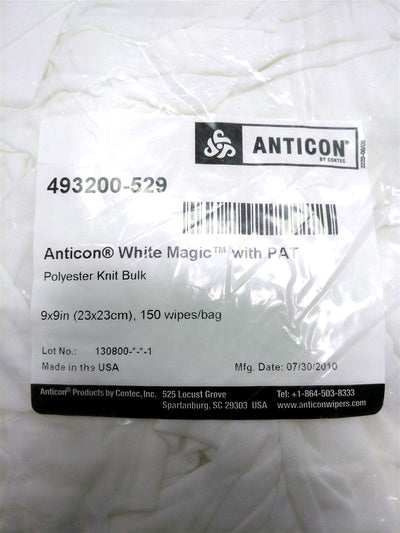 New Bag of 150 Contec 493200-529 Anticon Clean Room Dry Wipes, 95% Capture Rate