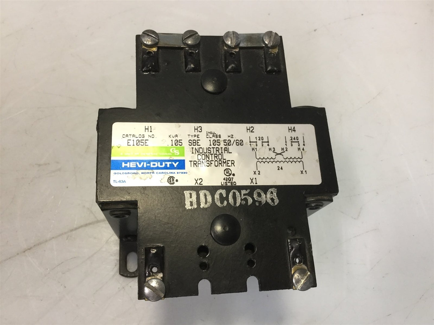 Used GS E105E Controls Transformer SBE 105 .105KVA Pri: 120/240VAC Sec: 24VAC 50/60Hz