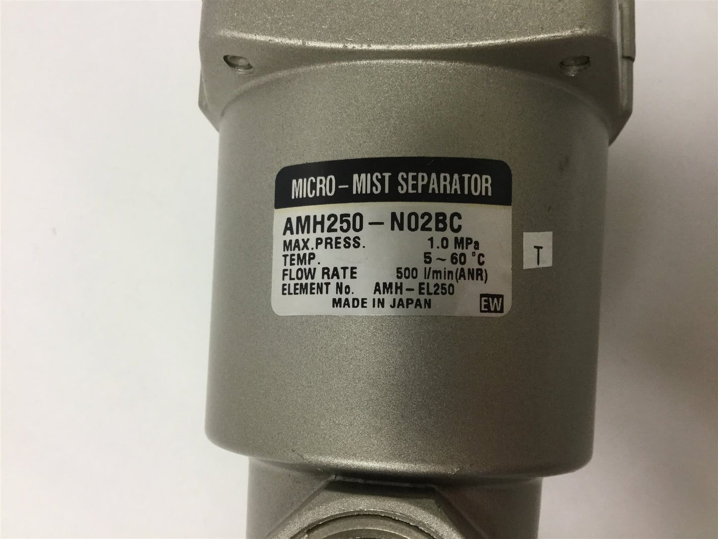 Used SMC AMH250-N02BC Micro-Mist Separator, Pressure: 1MPa, Flow: 500 l/min, 1/4" NPT