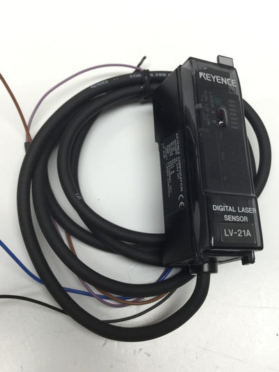Used Keyence LV-21A Digital Laser Sensor Amplifier, Main Unit, 12-24VDC, NPN Output