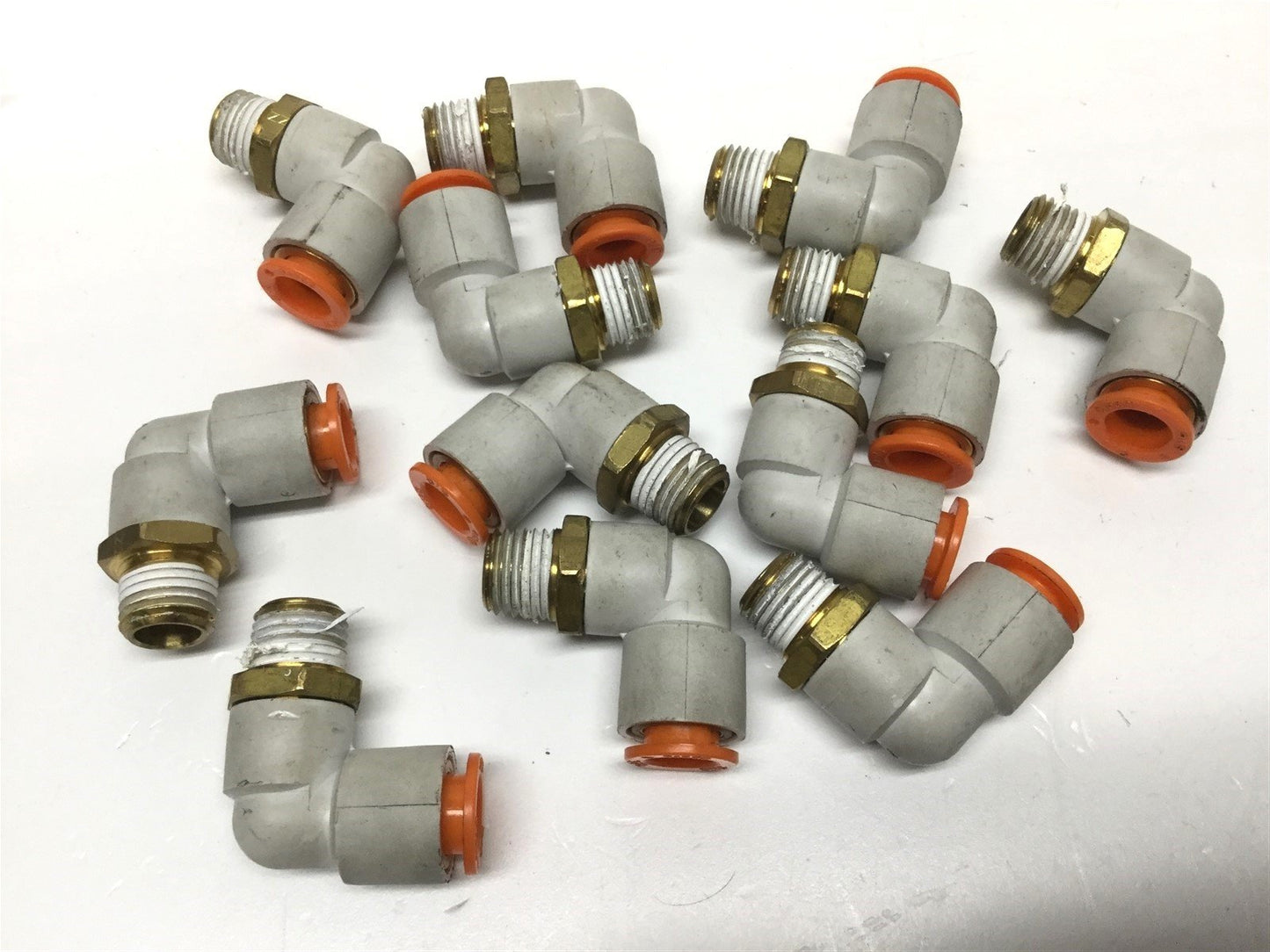 Used Lot of 12 SMC KQ2L11-35AS Pneumatic Fittings Elbow 3/8" Tube 1/4" NPT Thread