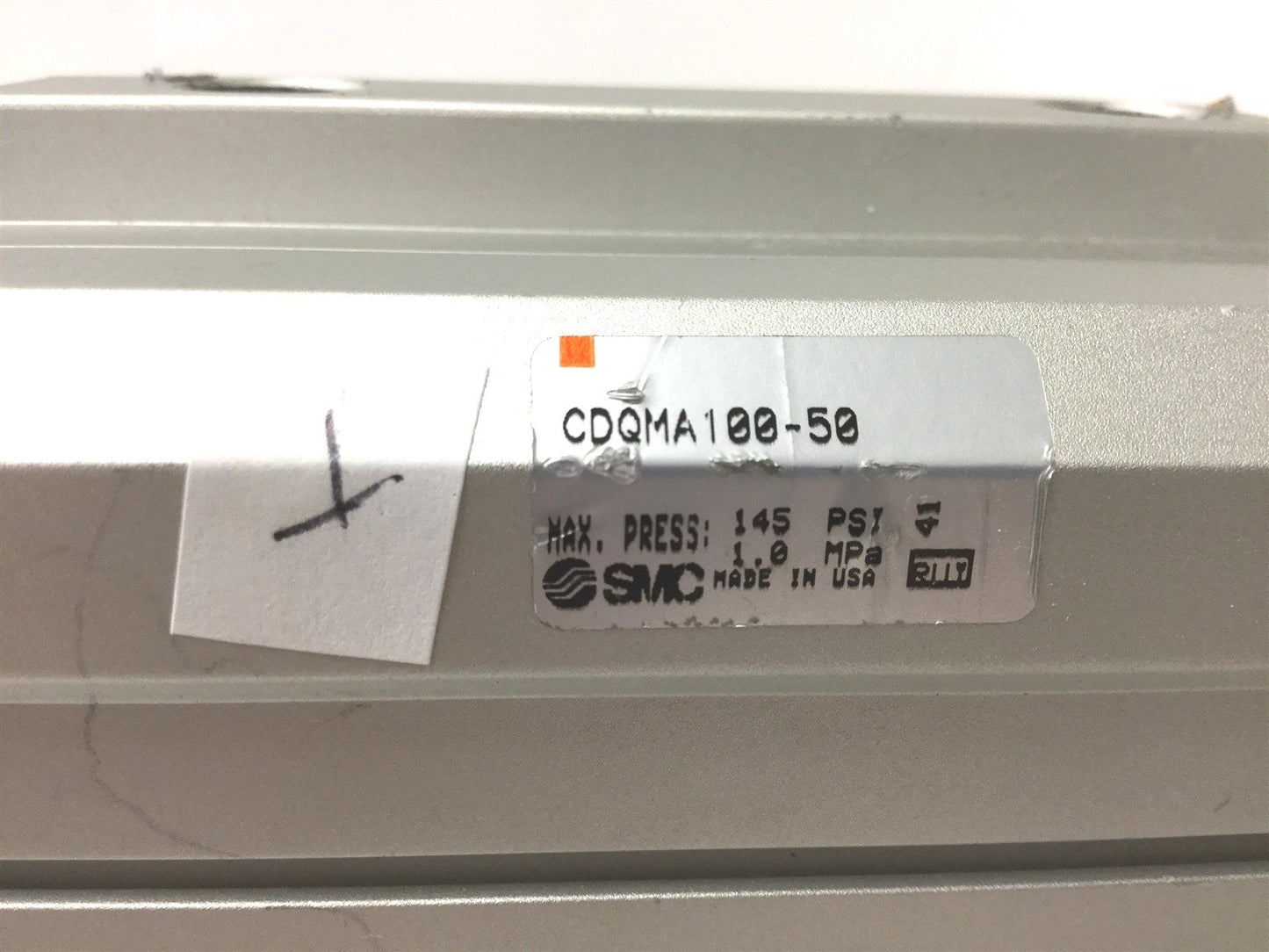 Used SMC CDQMA100-50 Pneumatic Cylinder, Stroke: 50mm, Bore: 100mm, Pressure: 145psi