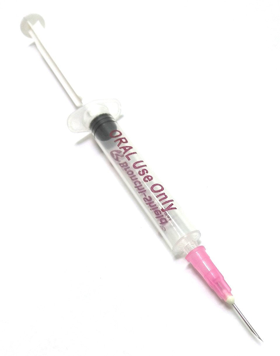 New Lot of 100 New Bronchi-Shield Oral Syringes, 3cc, 1/2" 18 Gauge Needle