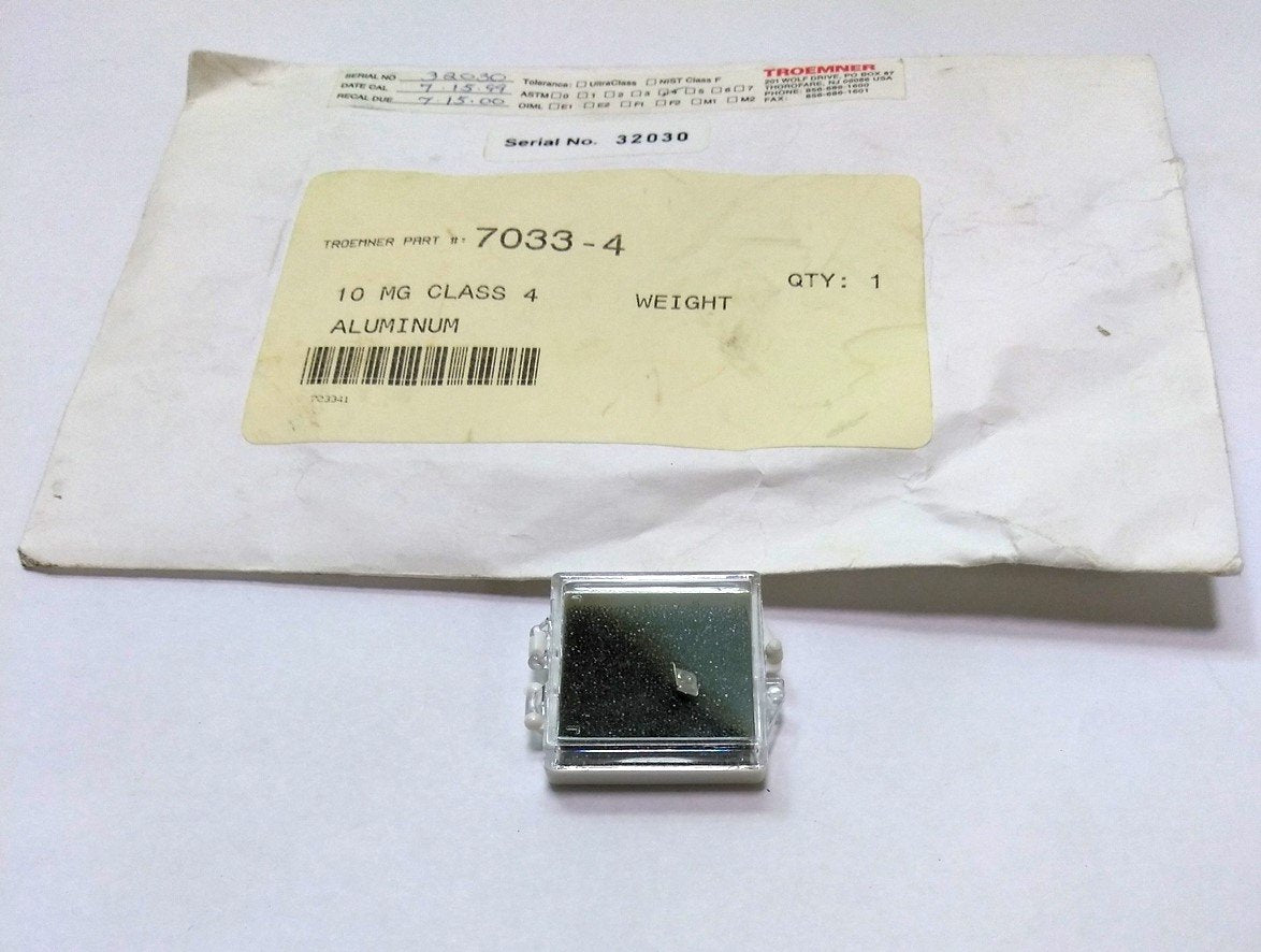 Used Troemner 7033-4 10 mg. Precision Weight, Class 4, Aluminum