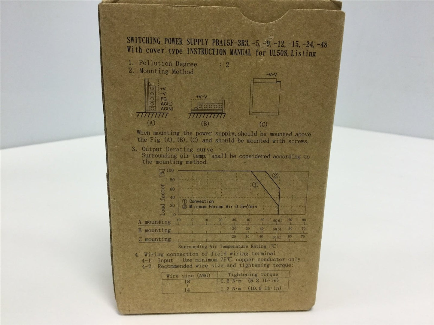 New Cosel PBA15F-3R3 Power Supply, Input Voltage: 100-240VAC, Output: 3.3V 3.0A