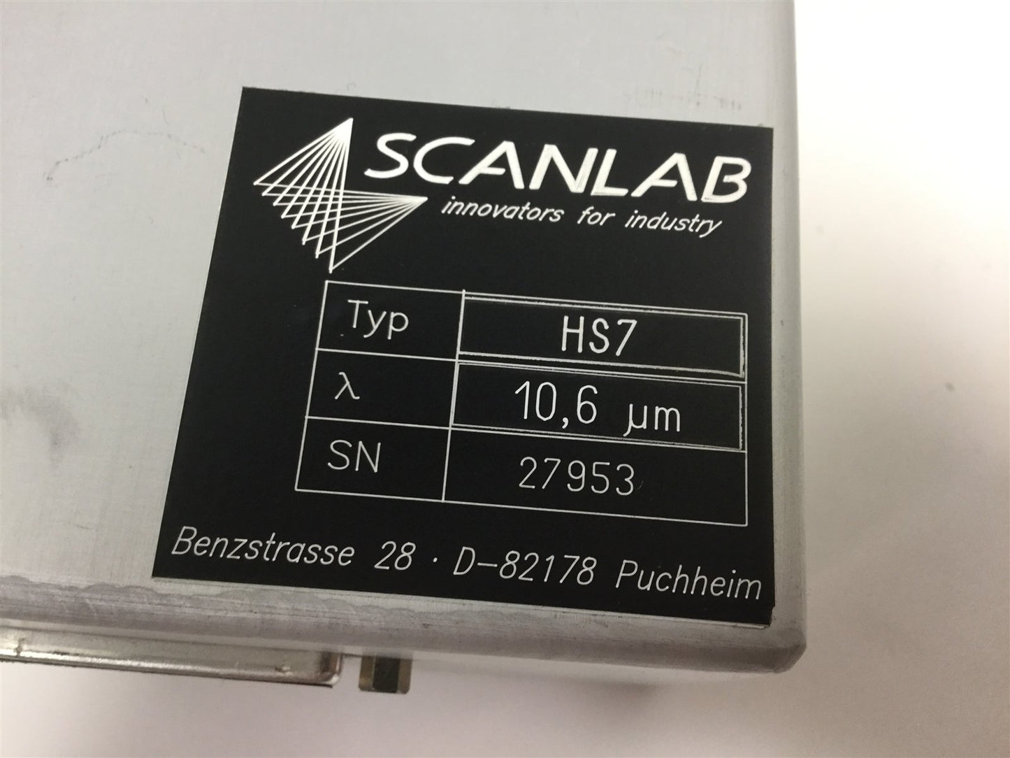 Used Scanlab HS7 Laser Beam-2D Scan Head For Marking Max Beam: 7mm, 1000 Characters/S