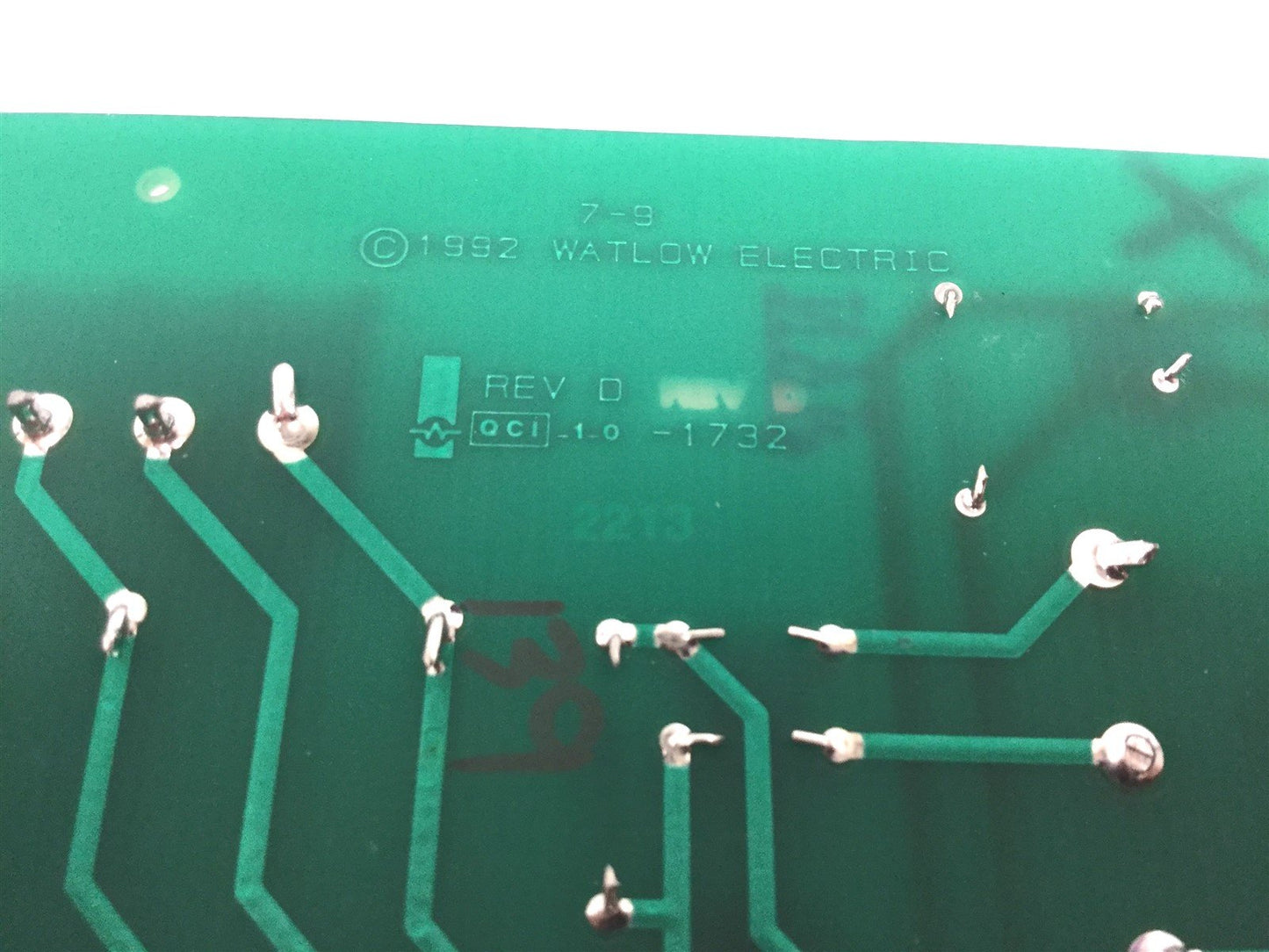 Used Watlow Electric A007-1732 Temperature Control Board, Rev D, 1992, QCI-1-0-1732