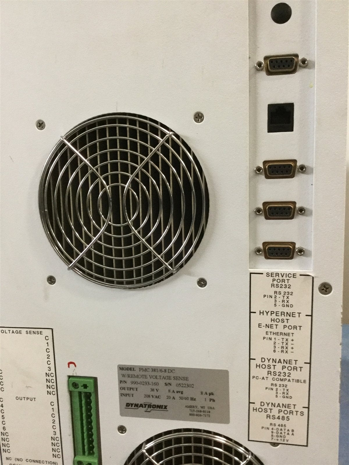 Used Dynatronix PMC 381 Sensing Pulse Power Supply, In: 208VAC 20A 1Ph, Out: 38VDC 8A
