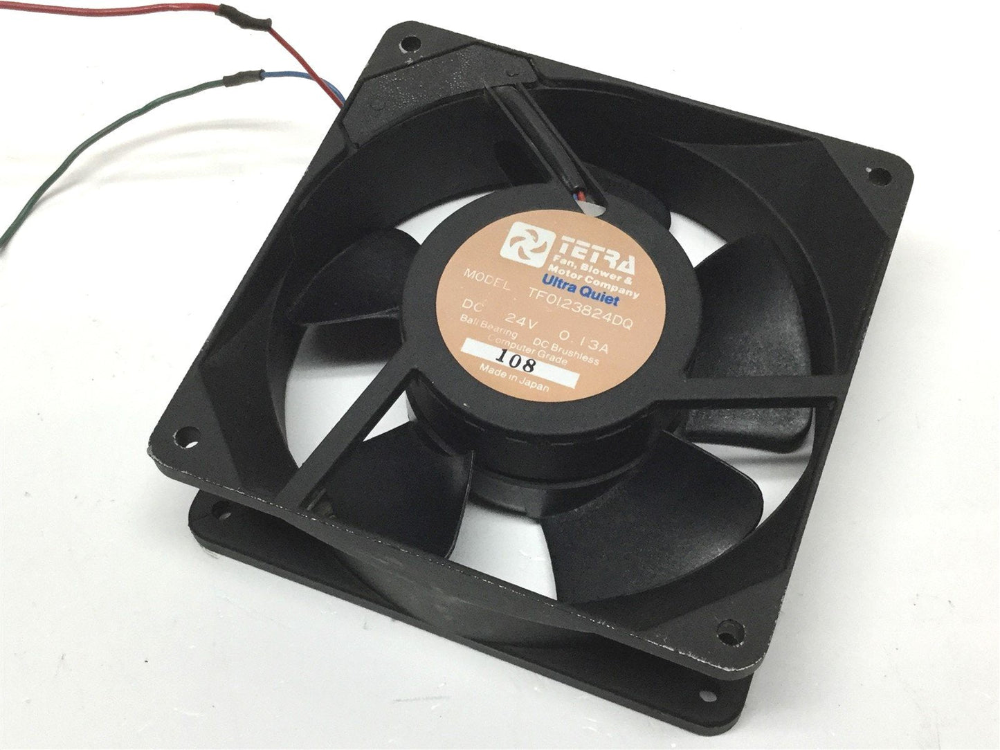 Used Tetra TF0123824DQ Ultra Quiet Axial Computer Cooling Fan, Ball Bearings, 24VDC
