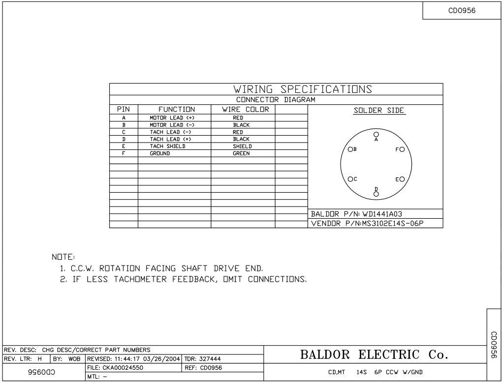 Used Baldor MT-2250-BCYCN DC Servomotor, NEMA 23 , 40VDC, 5.5A, 50oz/in, 5000RPM CNC