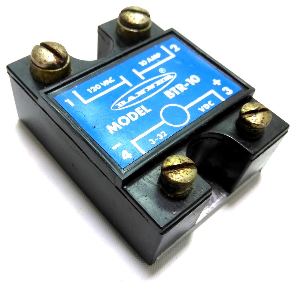 Used Banner BTR-10 Solid State Relay, 4 Screw Terminals, 120VAC 10A, 3-32 VDC