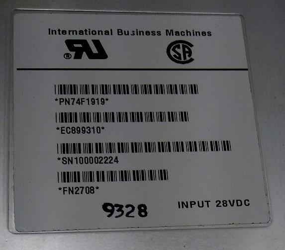 Used IBM 74F1919 AS400 iSeries I/O Power Regulator, Input: 28V