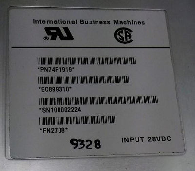 Used IBM 74F1919 AS400 iSeries I/O Power Regulator, Input: 28V