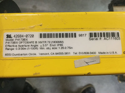 Used STI P4172BR & P4172BX OptoSafe Light Curtain Set Receiver/Transmitter 1830mm