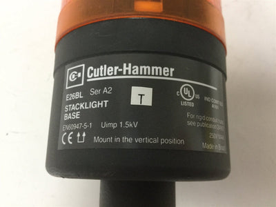 Used Cutler Hammer E26BL Light Tower, Colors: Red and Amber, Bulbs: 24V, 7.5" Post