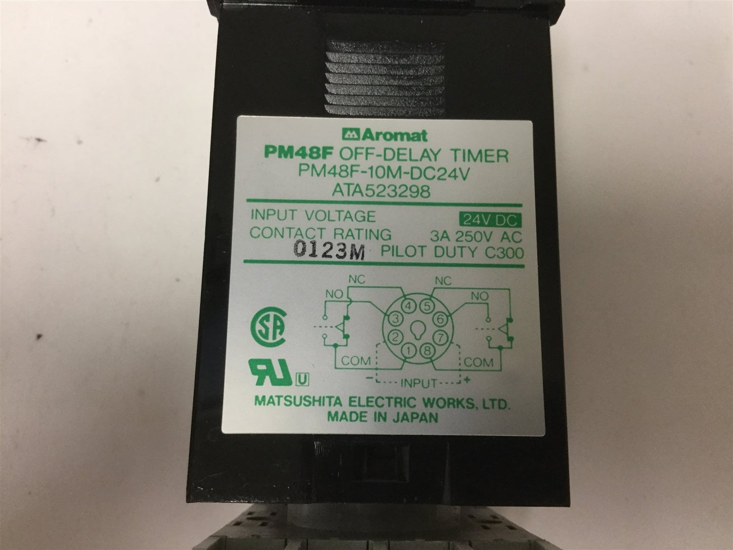 Used Aromat PM48F-10M-DC24V Off-Delay Timer, Input Voltage: 24VDC, Contact: 3A 250VAC