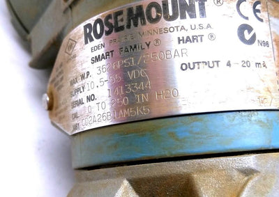 Used Rosemount 3051CD2A26B1AM5K5 Coplanar Transmitter, 0 to 250 inH2O, 10.5-55VDC
